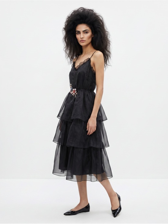 Vintage Dresses & Skirts - VINTAGE Black sleeveless midi cocktail dress petite feminine retro Evening wear